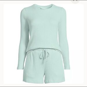 NWT Lands' End Light Green Women's Ribbed Pajama Set XL